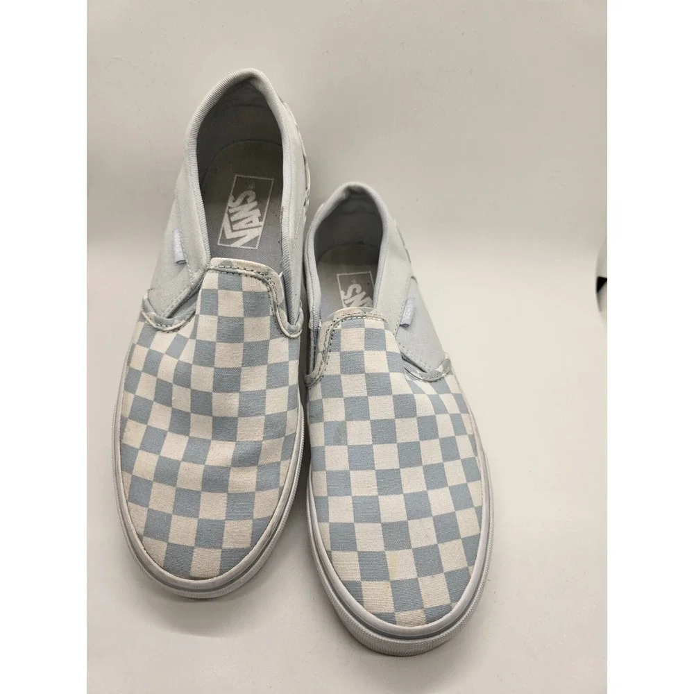 Vans Checkered Baby Blue/True White - 5.5 Mens/7  Womens dc7‎ 721356